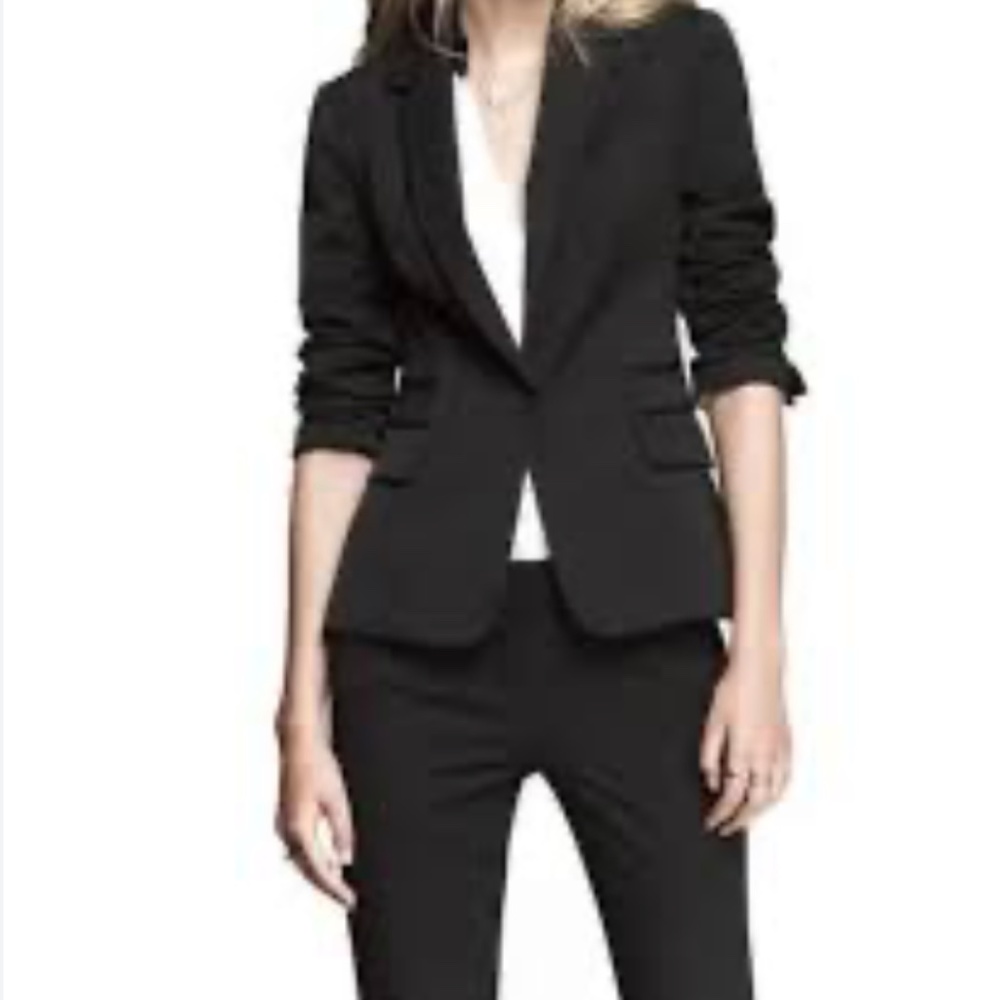 Express Editor One Button Black Blazer Size 8 Off… - image 1